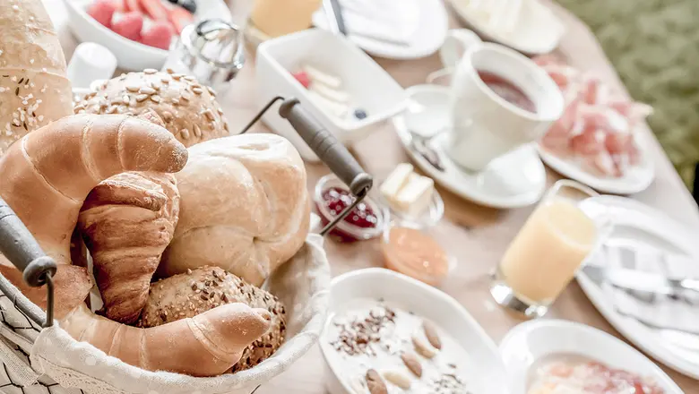 Rich breakfast buffet